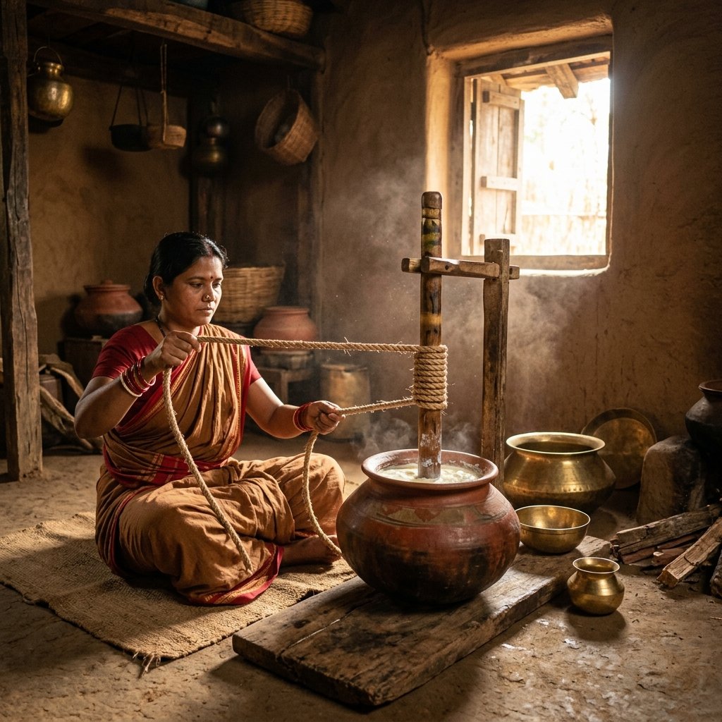 Churning Ghee Traditional Method